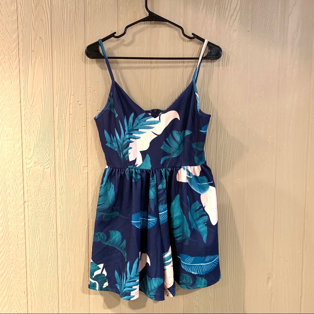 NWOT Dark Blue Floral Romper